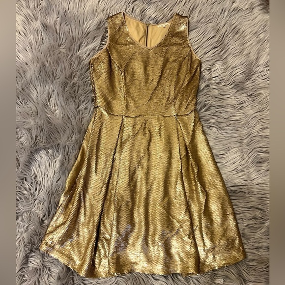 Copper key Gold Sequin Dress Size L Cocktail Party Cruise - Picture 2 of 9